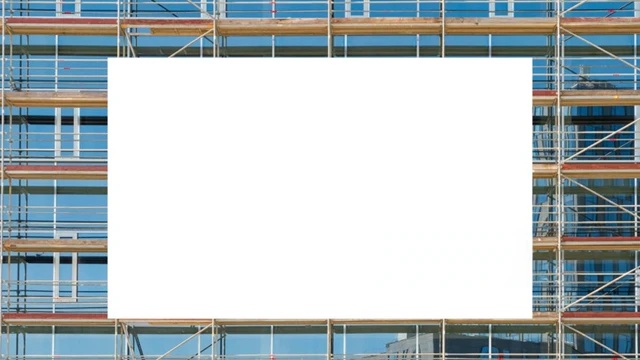 Stillasebannere som er festet på et stillas og gi visuell eksponering på byggeplassen